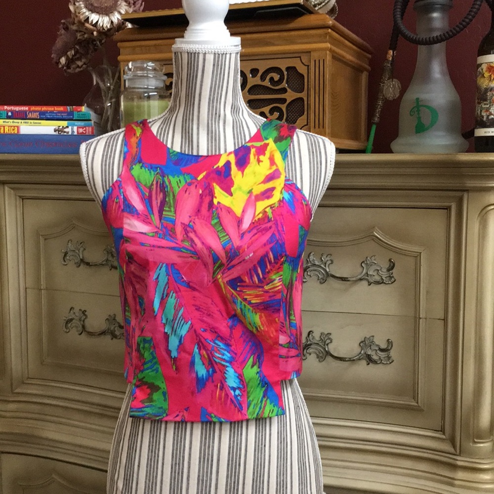 Electric tropical crop top by Milly
